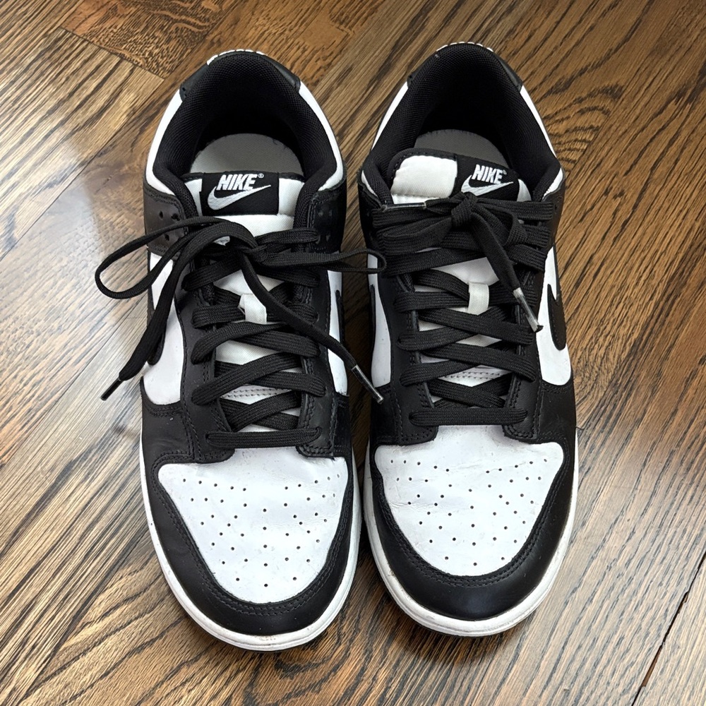 Nike Black and White Panda Dunk Low Sneakers Low-Top Leather